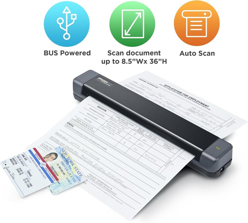 Plustek Mobile Scanner S410 Plus - Portable Sheet-Fed Document Scanner - for Windows 7 / 8 / 10 / 11, Featuring Button-Free Scanning with Included OCR Software - Image 2